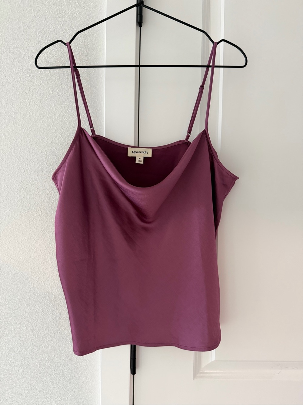 Open Edit Plum Satin Cowl Neck Camisole